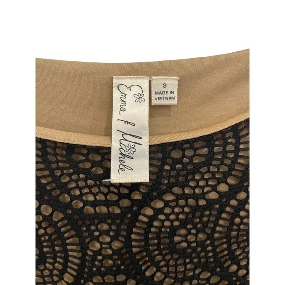 Emma & Michele Black Crochet Overlay Bell Sleeve Dress Size Small - Picture 2 of 4